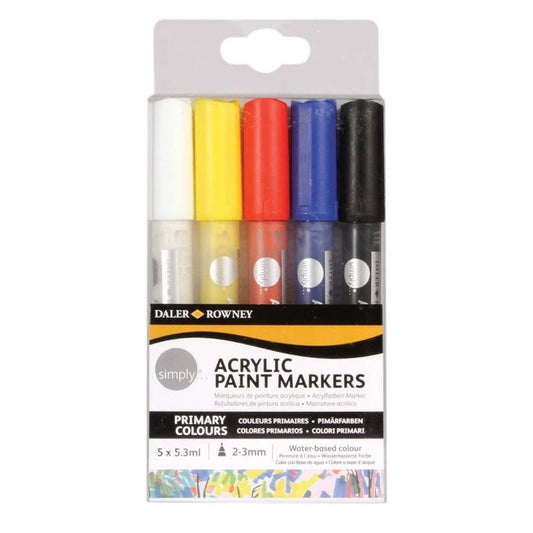 Daler Rowney Simply Acrylic Paint Markers - Set of 5 Primary Colours