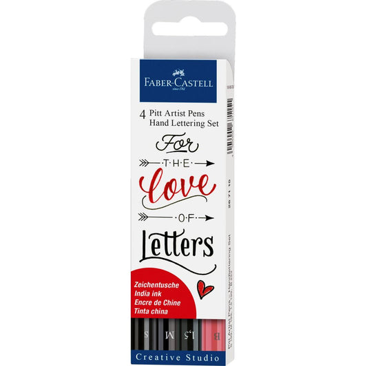 Pitt Artist Pen India ink pen, set of 4 Lettering, black