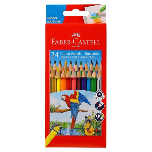 Faber-Castell Triangular Colour Pencils - Pack of 24 (Assorted)