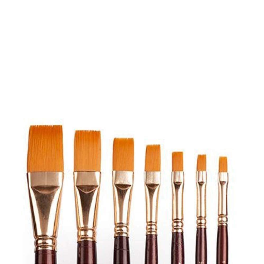 Camel Paint Brush Series 67 - Flat Synthetic Gold, Set of 7 - Artoodlesstore