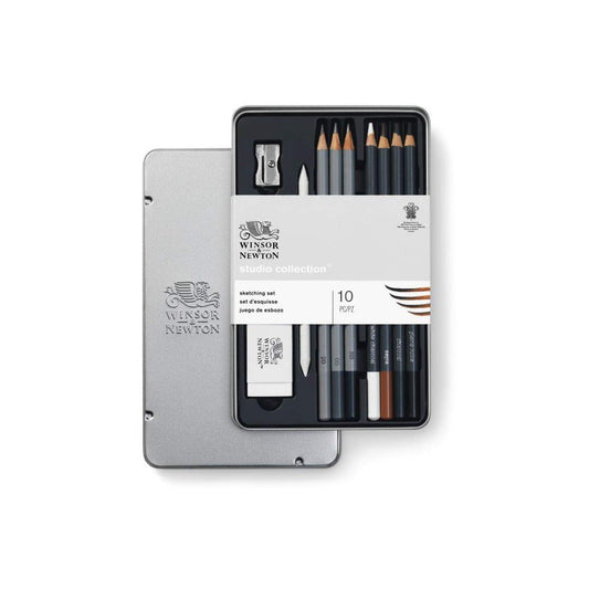 Winsor & Newton Studio Collection Sketching Pencil - Art Set of 10 in Tin Box