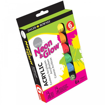 Daler-Rowney Simply Acrylic Neon & Glow in The Dark Tube Set (6 Tubes x 12ml)