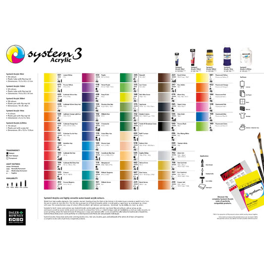 Daler Rowney System3 Acrylic Colour Starter Set (6x22ml Tubes)