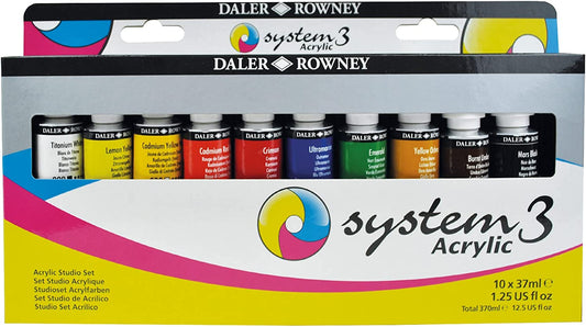 Daler Rowney System3 Acrylic 10x37ml Studio Set, One Size, Multi, 129037910