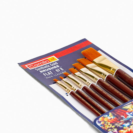 Camel Paint Brush Series 67 - Flat Synthetic Gold, Set of 7