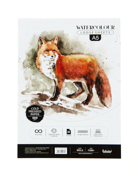 Scholar Watercolour Cold Pressed Loose Sheets (300 GSM) (A5)