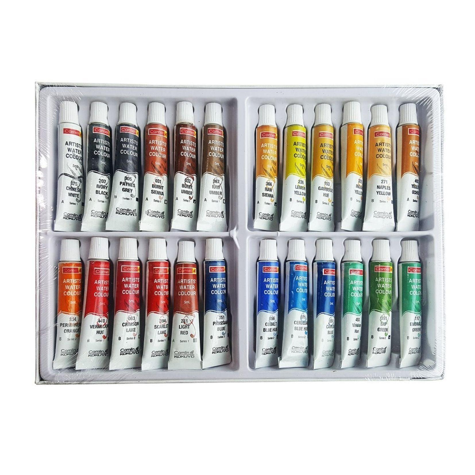 Camlin Kokuyo Artist 5ml Water Color Tube - 24 Shades (Multicolor) - Artoodlesstore