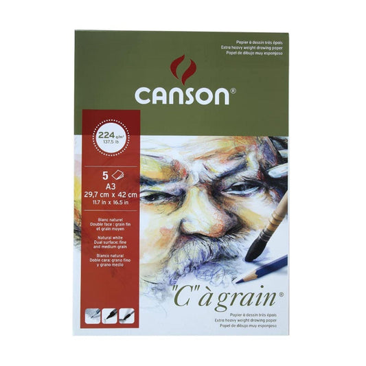 Canson C a' grain 180 GSM A3 Pack of 5 Fine Grain Sheets