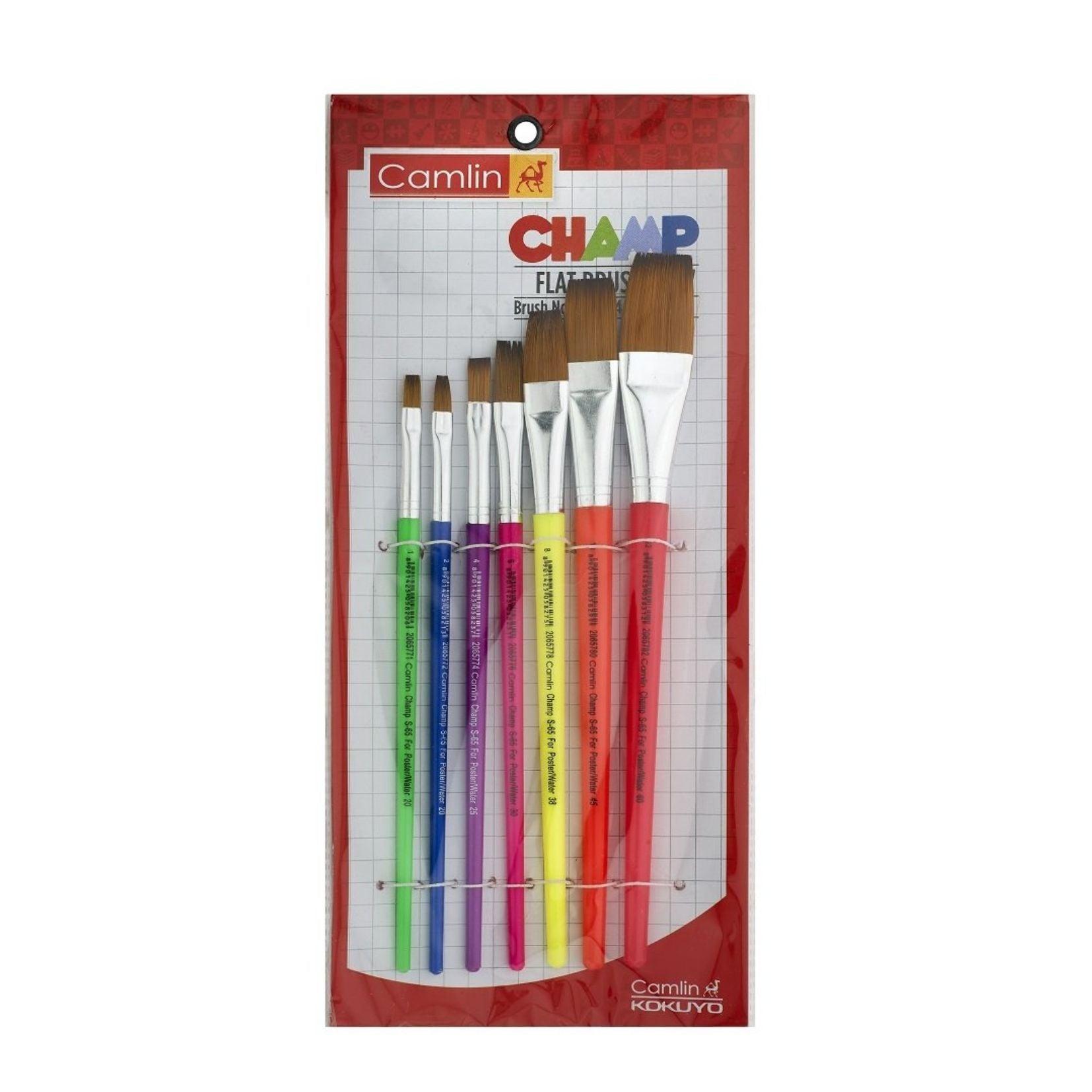 Camlin Champ Flat Brush Set - Pack of 7 (Multicolor) - Artoodlesstore