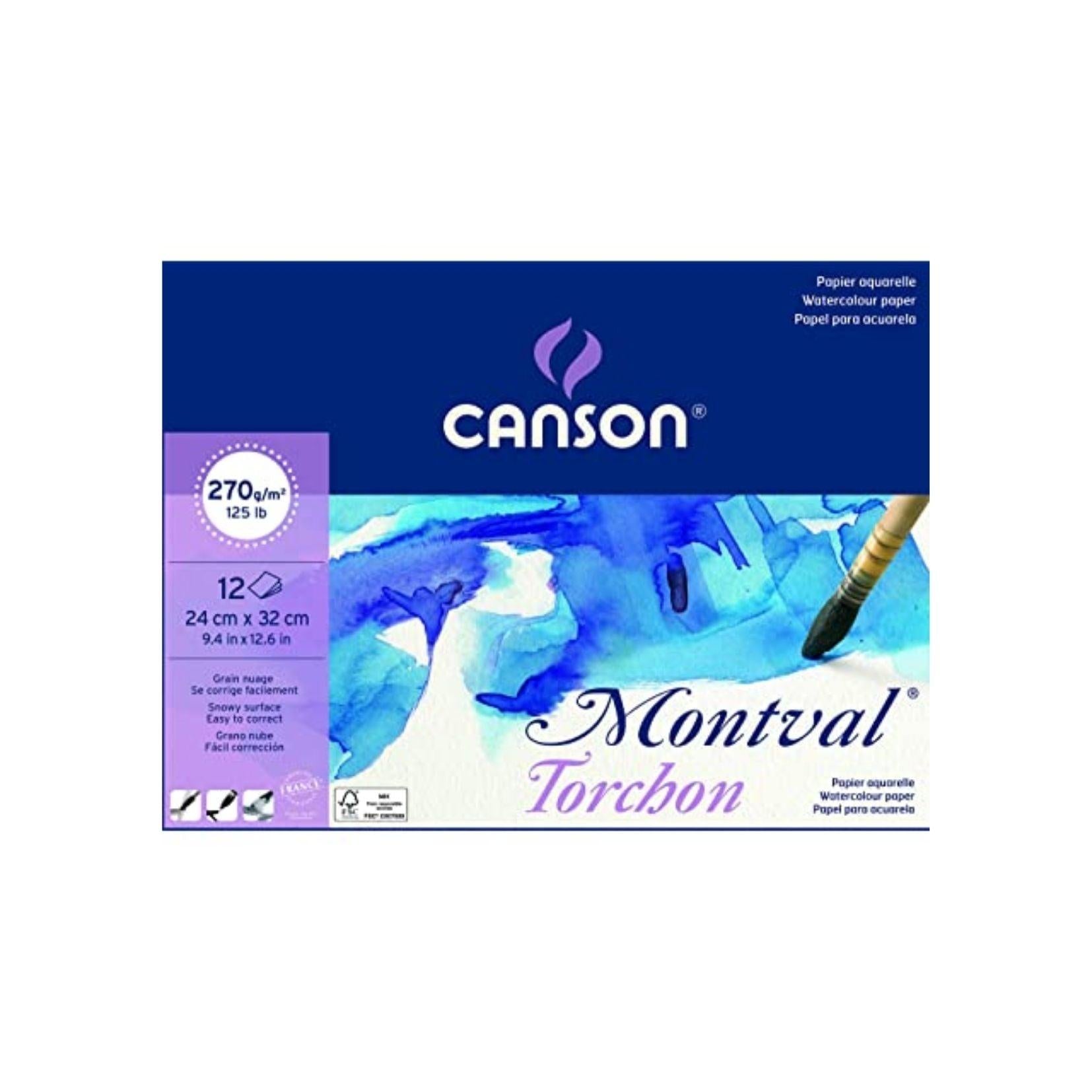 Canson Montval 24x32cm 270 GSM Watercolour Paper (Pad of 12 Sheets) - Artoodlesstore