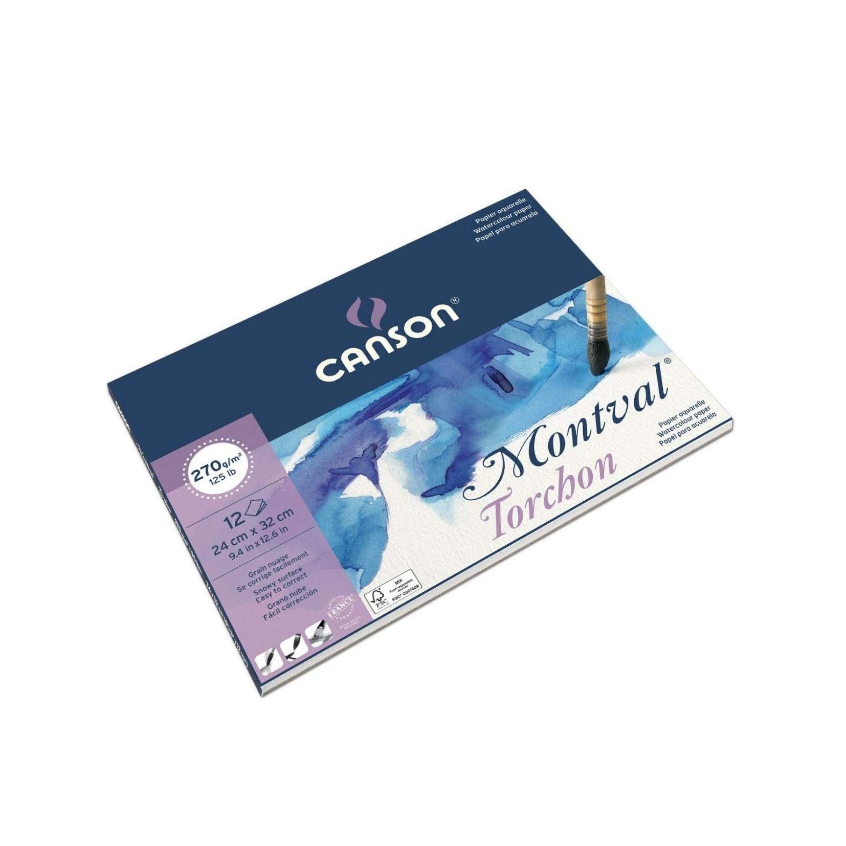 Canson Montval 24x32cm 270 GSM Watercolour Paper (Pad of 12 Sheets) - Artoodlesstore