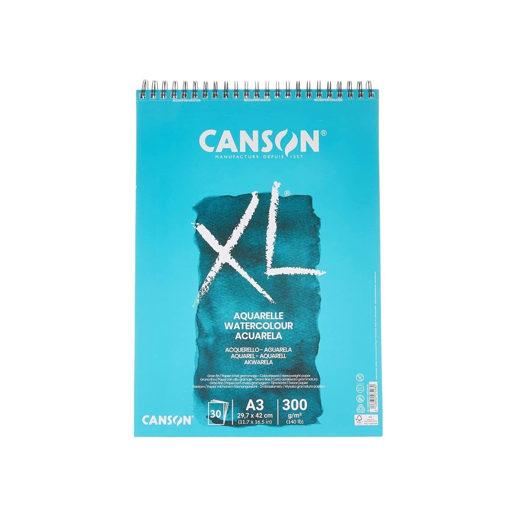 Canson Xl Sketch and Aquarelle Note Block, 300 GSM A3 size 30 Sheets, Spiral-Bound Pad - Artoodlesstore