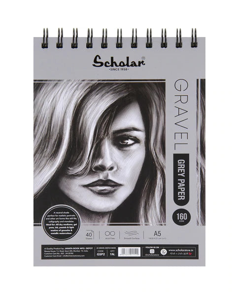 Scholar Gravel Sketch Pad (170 GSM Grey Toned Paper) (A5)