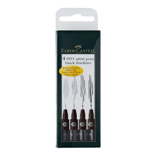 Faber Castell Pitt Artist Color Pen Set - Pack of 4, XS, S, F, M