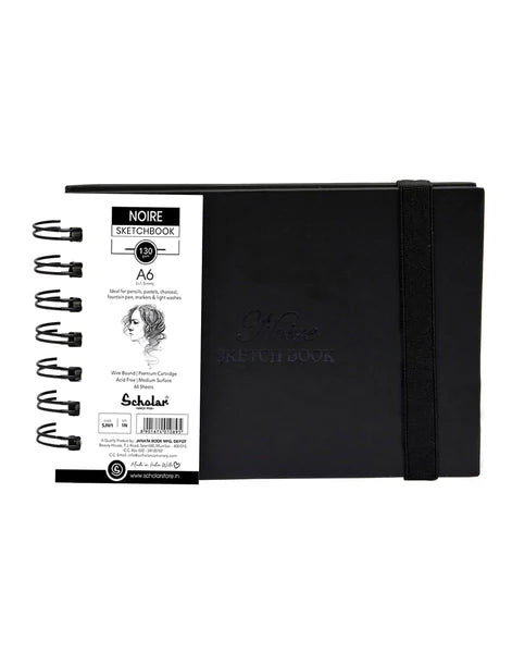 Scholar 130Gsm A6 Noire Sketchbook Wiro 64 sheets