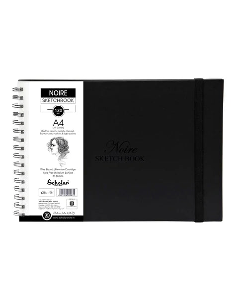 Scholar 130Gsm A4 Noire Sketchbook Wiro 64 sheets