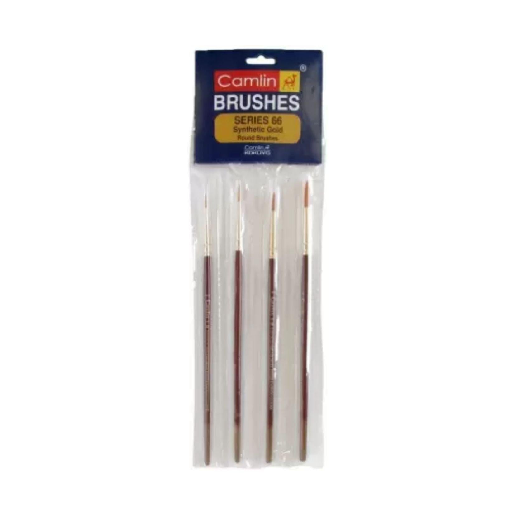 Camel Paint Brush Series 66 - Round Synthetic Gold, Set of 4 - Artoodlesstore