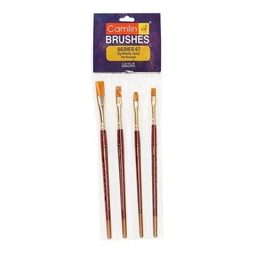 Camel Paint Brush Series 67 - Flat Synthetic Gold, Set of 4 - Artoodlesstore