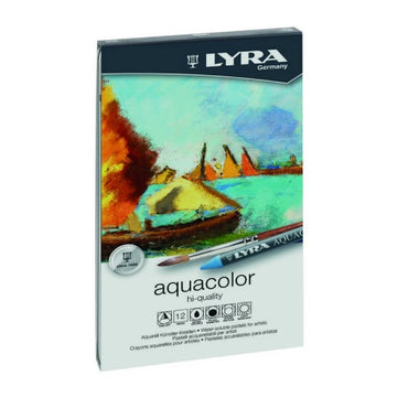 LYRA AQUACOLOR WATERCOLOUR WAX PASTEL CRAYON SET WITH METAL CASE